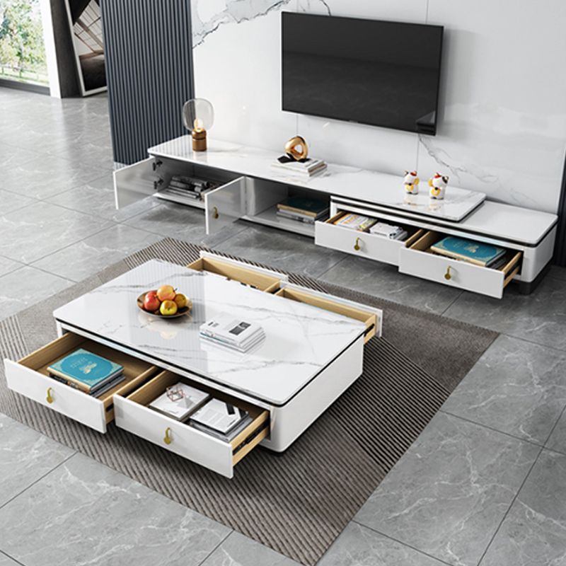 Stone Rectangular Coffee Table with Drawers 15.75" H 1 Single Cocktail Table Clearhalo 'Coffee & Accent Tables' 'Coffee Tables' 'coffee_tables' 'furn' 'furn_coffee_tables' 'Furniture' 'Living Room Furniture' 1200x1200_0c49be3a-6656-4134-94ef-1f439c26c436