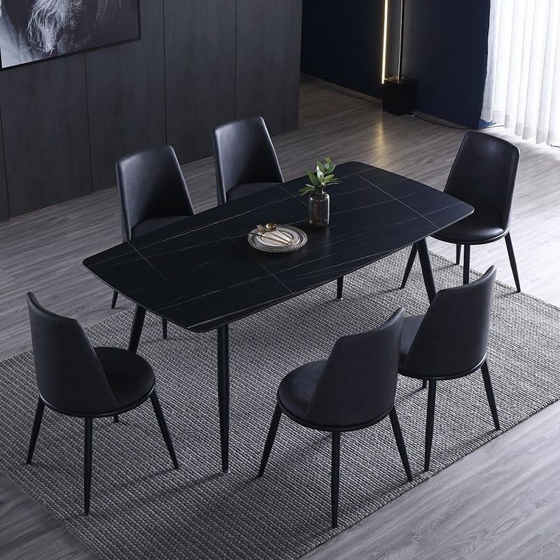 Rectangle Dining Table Industrial Stone Dining Table with 4 Legs