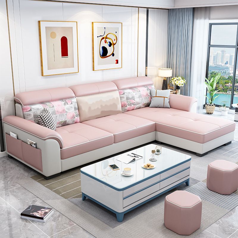 L-Shape Flared Arms Sectional 3-seat Faux Leather Sofa with Storage Clearhalo 'furn' 'furn_sectionals' 'Furniture' 'furniture_sectionals' 'Living Room Furniture' 'Sectionals' 1200x1200_0c4b6686-1c40-4c27-91bd-c9d1e00fbc5e