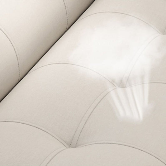 Tufted Split-Back Seating Leather Square Arm Sofa with Pillows