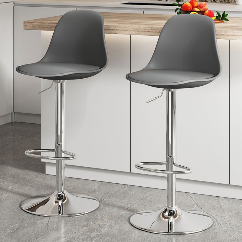Modern Bucket Adjustable Height Swivel Bar Stool with Metal Base
