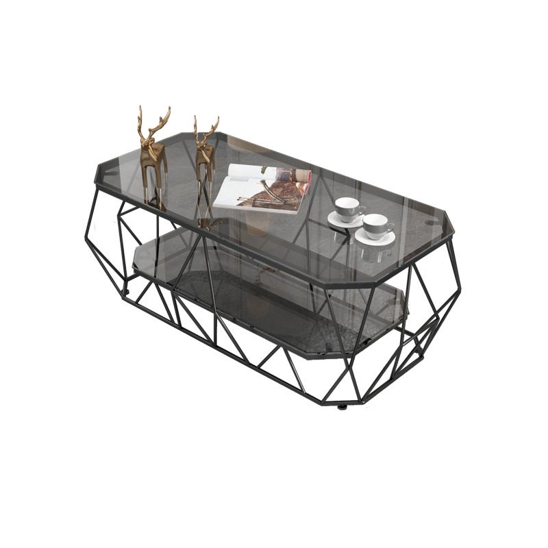 19.6"tall Modern Metal Frame Base Glass Octagonal Coffee Table Clearhalo 'Coffee & Accent Tables' 'Coffee Tables' 'coffee_tables' 'Furniture' 'furniture_coffee_tables' 'Living Room Furniture' 1200x1200_0c4d2422-f8a2-47ee-8f3c-ce3700b5af61
