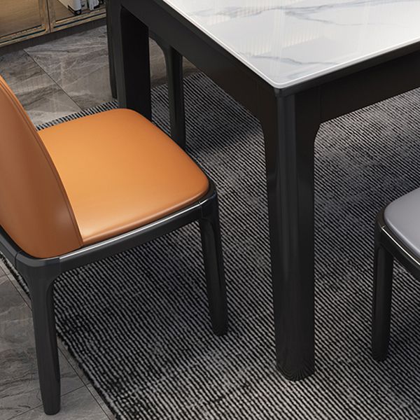 Rectangle 4 Legs Table Mid-Century Modern White Tone Fixed Table of Sintered Stone Clearhalo ' dining_table' 'Dining Tables & Seating' 'Dining Tables' 'furn' 'furn_dining_table' 'Furniture' 'furniture_dining_table' 'Kitchen & Dining Furniture' 'kitchen&dining_furn' 'kitchen' 'kitchen_dining_table' 1200x1200_0c4e4e79-6a86-4d02-8ab5-a2370a81baff
