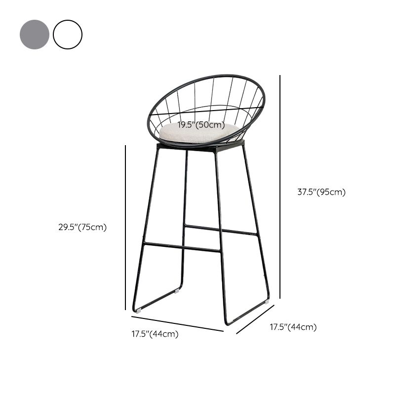 Black Metal Base Dining Stools Contemporary Round Bar Stools with Footrest Clearhalo 'Bar Furniture' 'Bar Stools' 'bar_stools' 'furn' 'furn_bar_stools' 'Furniture' 'Kitchen & Dining Furniture' 1200x1200_0c4e97ee-6d48-47e8-8f0a-bc0943444d4a