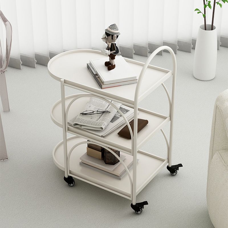 Tavolo da estremità ovale a 3 livelli con ruote laterale moderno con ruote