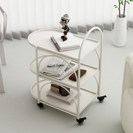 Tavolo da estremità ovale a 3 livelli con ruote laterale moderno con ruote