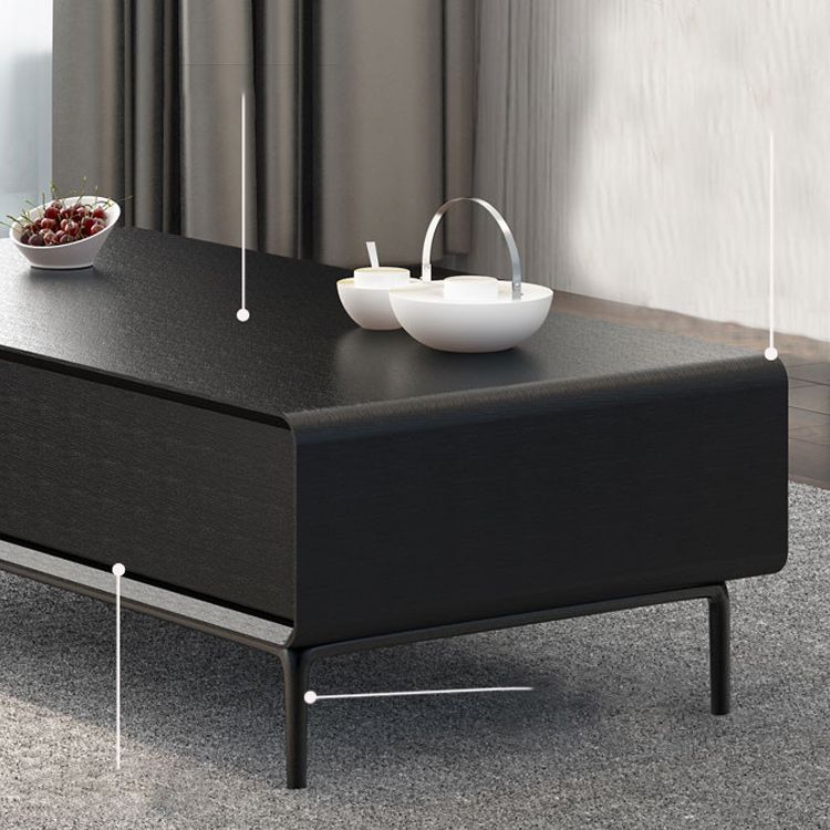 Rechteckiges Metall 4 -Bein Basis -Design Holztisch mit Schubladen Couchtisch