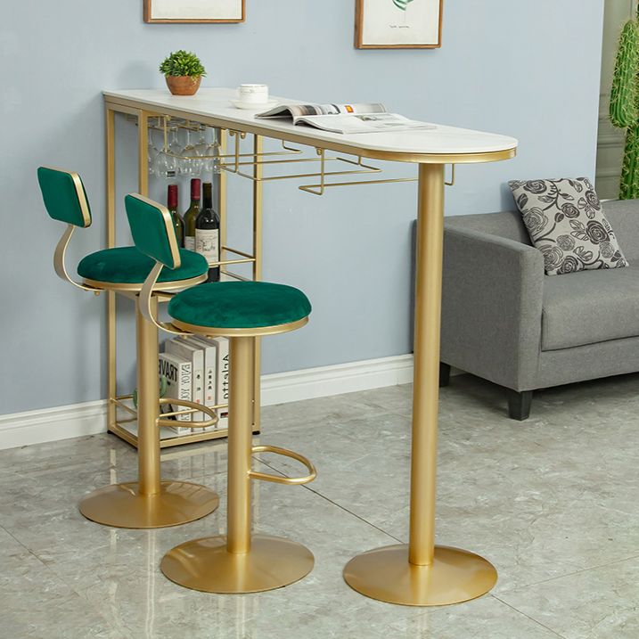 Glam Gold Iron Bar Table Faux Marble White Top Specialty 41.3"H Bistro Table Clearhalo 'Bar Furniture' 'Bar Tables' 'bar_tables' 'furn' 'furn_bar_tables' 'Furniture' 'furniture_bar_tables' 'Kitchen & Dining Furniture' 1200x1200_0c4f7974-717a-44ca-a134-1ef43eb9ce03