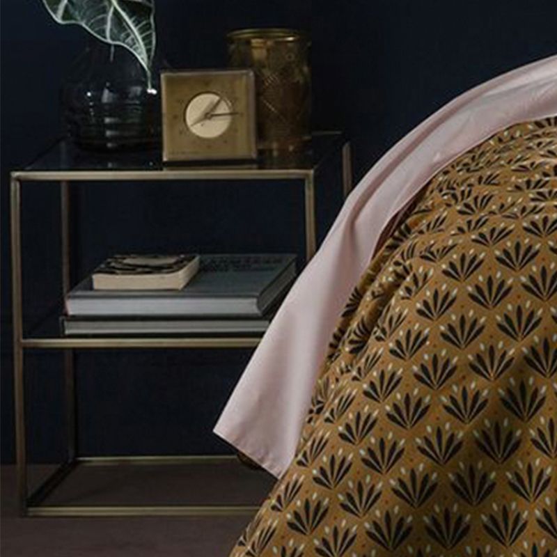 モダン18インチHナイトテーブルメタルガラストップオープンストレージナイトスタンド