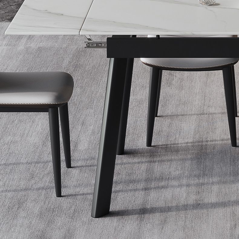 Modern Kitchen Foldable Dining Room Set with Sintered Stone Top and Black Base Dining Furniture Set Clearhalo 'Dining Room Sets' 'Dining Tables & Seating' 'dining_room_set' 'furn' 'furn_dining_room_set' 'Furniture' 'furniture_dining_room_set' 'Kitchen & Dining Furniture' 'kitchen&dining_furn' 'kitchen' 1200x1200_0c54fc19-e4e7-4148-a2f9-044d88b14332