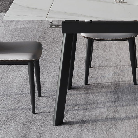 Modern Kitchen Foldable Dining Room Set with Sintered Stone Top and Black Base Dining Furniture Set Clearhalo 'Dining Room Sets' 'Dining Tables & Seating' 'dining_room_set' 'furn' 'furn_dining_room_set' 'Furniture' 'furniture_dining_room_set' 'Kitchen & Dining Furniture' 'kitchen&dining_furn' 'kitchen' 1200x1200_0c54fc19-e4e7-4148-a2f9-044d88b14332