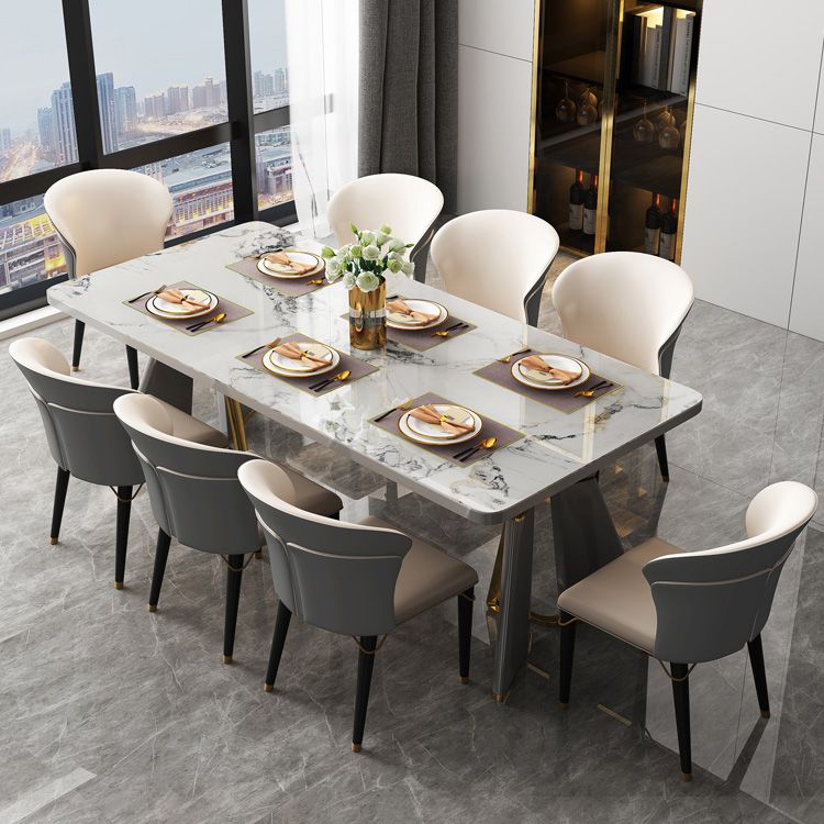 Glam Furniture Rectangle Stone Dining Room Table for Kitchen Clearhalo 'Dining Tables & Seating' 'Dining Tables' 'dining_table' 'furn' 'furn_dining_table' 'Furniture' 'Kitchen & Dining Furniture' 1200x1200_0c563c7e-8e52-4017-891d-32edc41c02ad