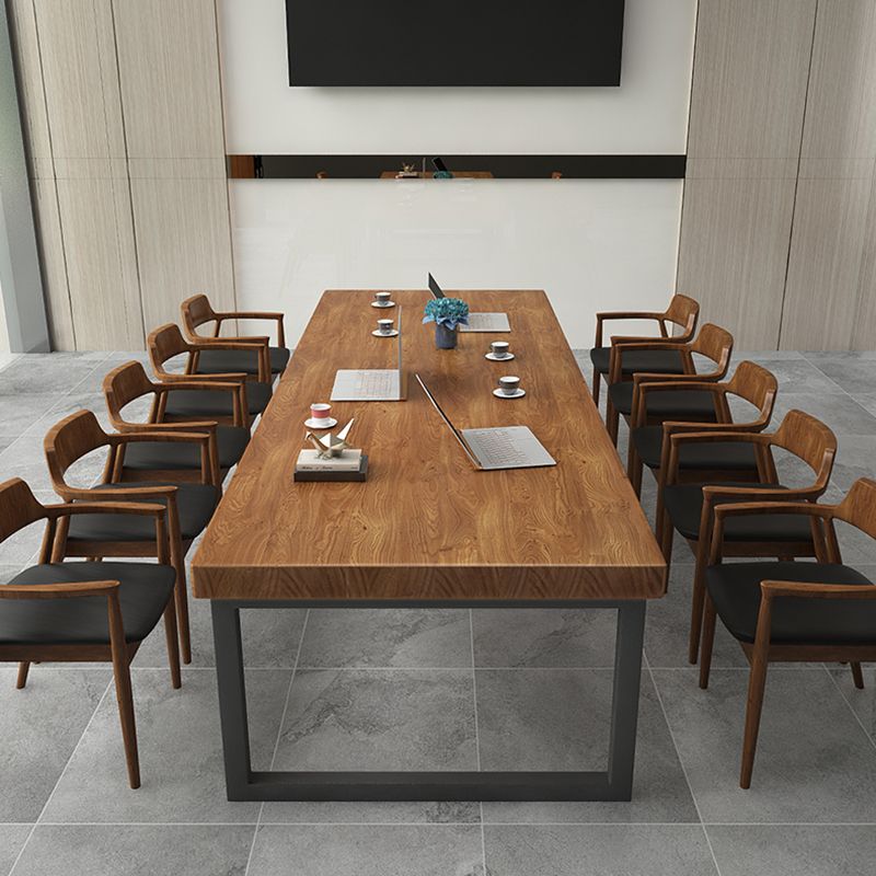 Rectangle Meeting Table Industrial Office Desk with Metal Base