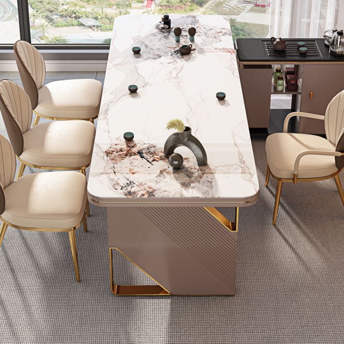 Rectangular Shaped Stone Office Desk 2 Legs Writing Desk in Brown Clearhalo 'furn' 'furn_office_desk' 'Furniture' 'Office Desks' 'Office Furniture' 'office_desk' 1200x1200_0c595335-d4de-4527-8dfb-83d4f1327984