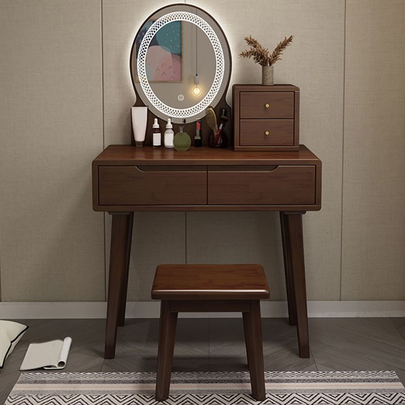 Scandinavian Vanity Makeup Table Set Solid Wood Dressing Table Stool Set