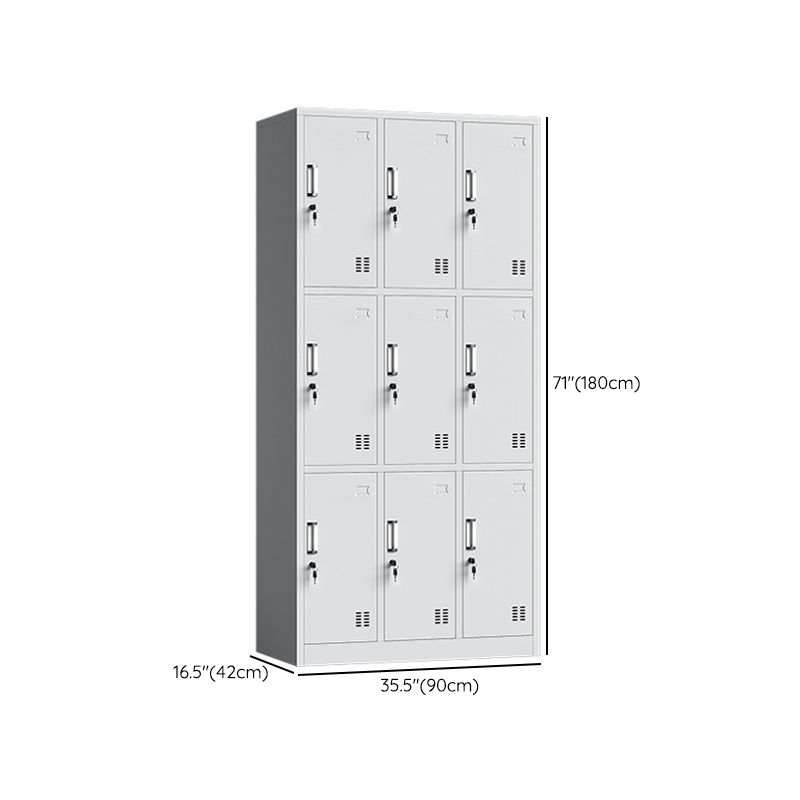 Contemporary Grey Storage Cabinet Metal Cabinet with Hinged Doors