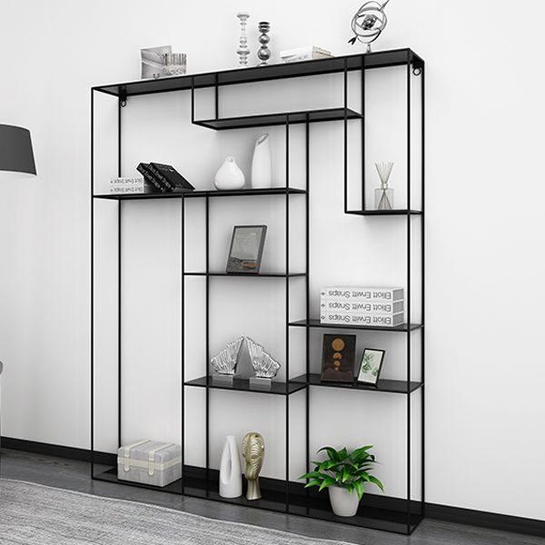 White and Black Etagere Bookshelf Modern Iron Open Bookshelf Clearhalo 'Bookcases' 'furn' 'furn_bookcases' 'Furniture' 'furniture_bookcases' 'Office Furniture' 1200x1200_0c662603-7dcb-4de4-8e19-cb47ac27f5b1