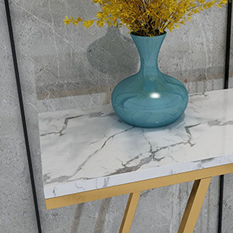 Modern Iron Console Sofa Table Rectangle Marble Console Accent Table for Hall