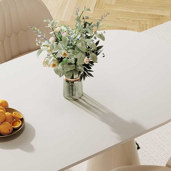 Sedia da pranzo in pietra ovale in pietra ovale da 1/5 set in bianco