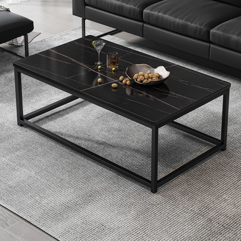 16.5 "H Moderne rechthoekige houten salontafel stalen frame accenttafel