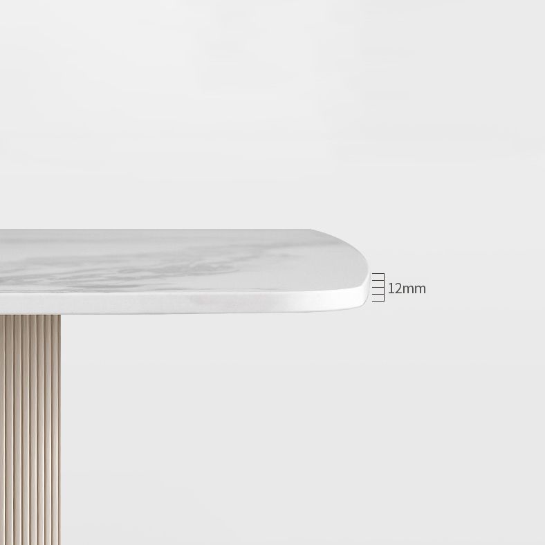 Oval Double Pedestal Glam Dining Table White Tone Fixed Table with Sintered Stone Clearhalo ' dining_table' 'Dining Tables & Seating' 'Dining Tables' 'furn' 'furn_dining_table' 'Furniture' 'furniture_dining_table' 'Kitchen & Dining Furniture' 'kitchen&dining_furn' 'kitchen' 'kitchen_dining_table' 1200x1200_0c67f78b-6deb-4490-8576-187749963ae7