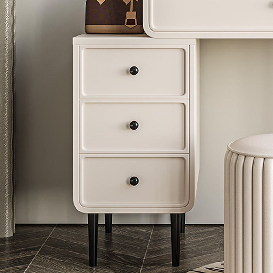Vanity di trucco da tavolo in legno bianco bianco contemporaneo con cassetti