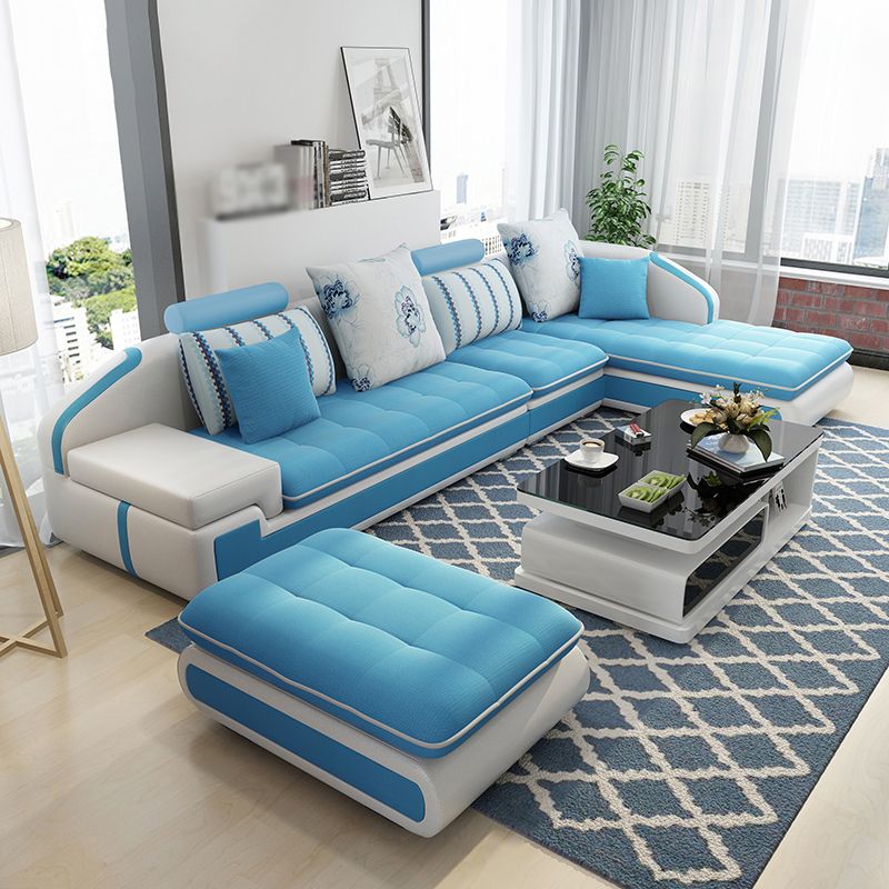 L-Shape Sofa Pillowed Back Cushions Square Arm Sectionals for Four People Clearhalo 'furn' 'furn_sectionals' 'Furniture' 'furniture_sectionals' 'Living Room Furniture' 'Sectionals' 1200x1200_0c6a7fe6-e3af-4403-9682-e14d31e4c9f4