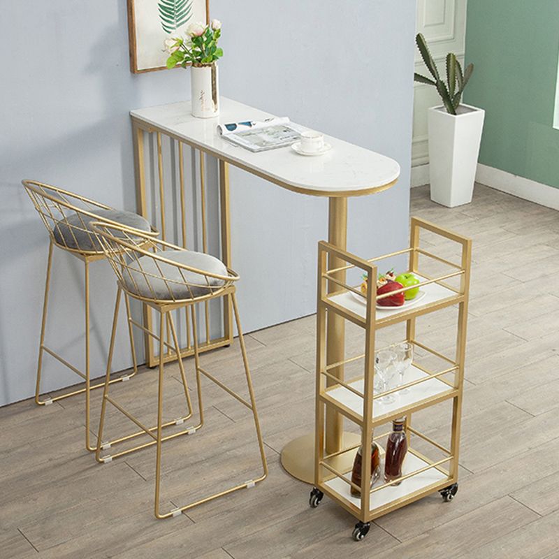 Table de pub moderne avec cadre de masse métallique Table de bar top blanc