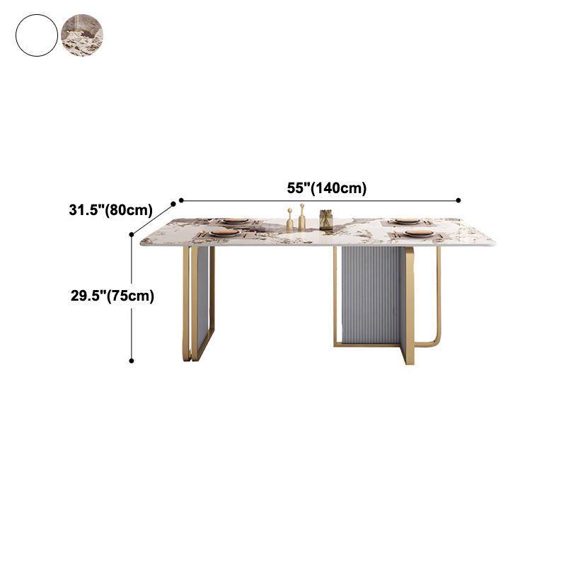 Table à manger de luxe traditionnelle table rectangle de pierre fritte avec cadre doré