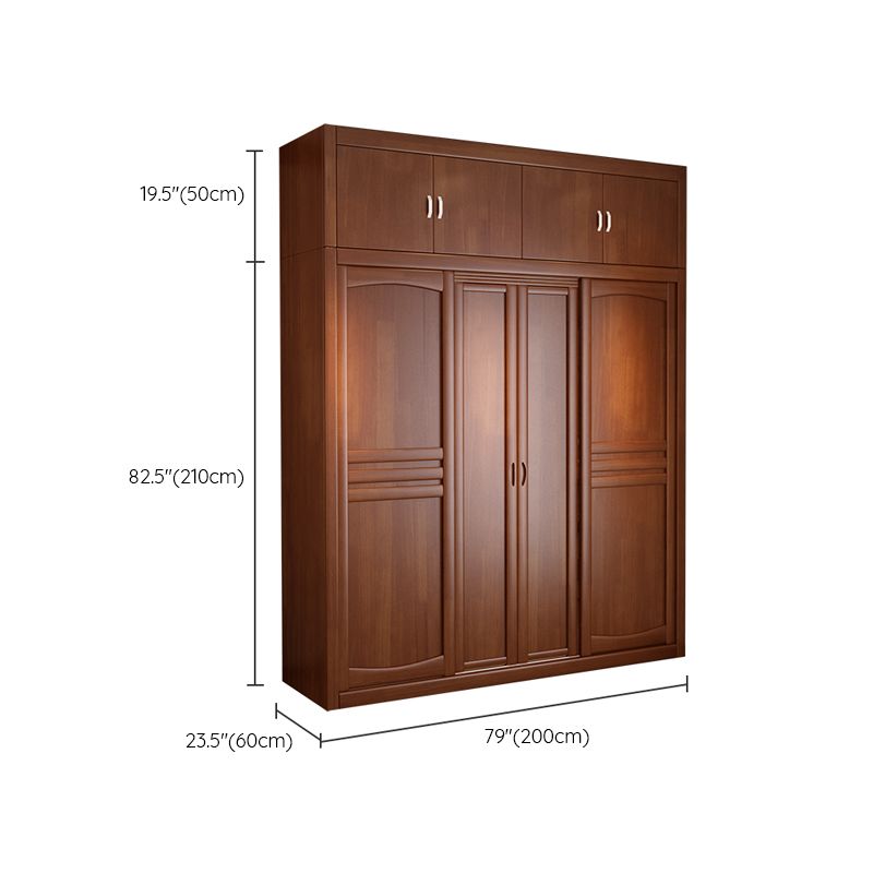 Rubber Wood Frame Wardrobe Freestanding Wardrobe Armoire with Shelves and Clothes Rail Clearhalo 'Armoires & Wardrobes' 'armoires_wardrobes' 'Bedroom Furniture' 'furn' 'furn_armoires_wardrobes' 'Furniture' 1200x1200_0c776760-68b6-4a17-8993-b58e17e9ea60