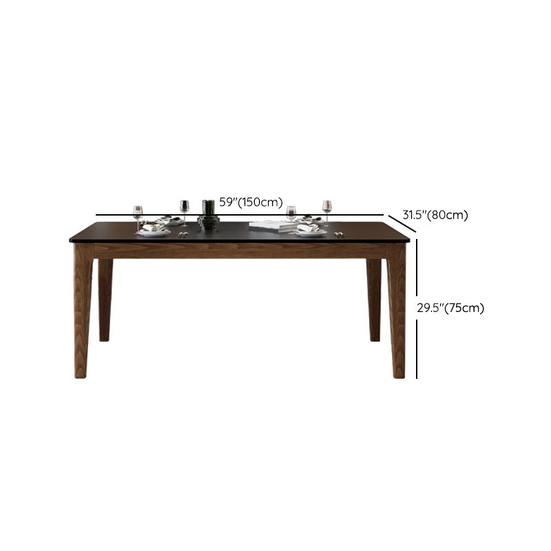 Modern Rectangle Dining Table Black Stone Top Dinette Table with Wooden Legs Clearhalo 'Dining Tables & Seating' 'Dining Tables' 'dining_table' 'furn' 'furn_dining_table' 'Furniture' 'Kitchen & Dining Furniture' 1200x1200_0c784d34-7047-4907-a822-7b6614a78b4f