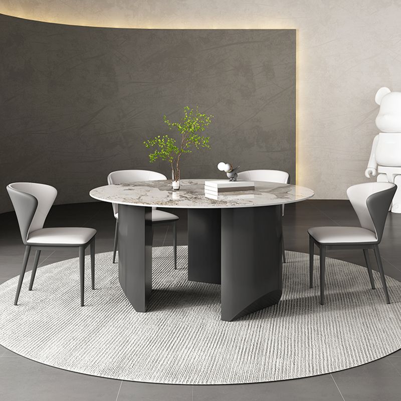 Grey Base Dining Site Table Contemporary Round Dining Room Table Clearhalo 'Dining Tables & Seating' 'Dining Tables' 'dining_table' 'furn' 'furn_dining_table' 'Furniture' 'Kitchen & Dining Furniture' 1200x1200_0c7b084a-4b3e-4d9f-8d86-e991020626a0