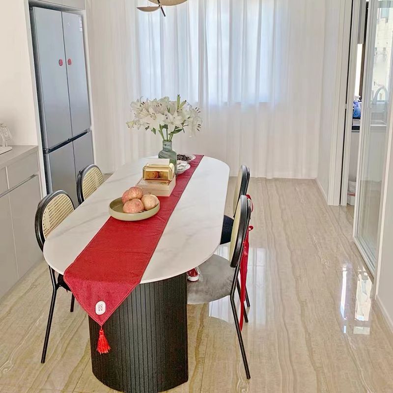 Metal Contemporary Oval Dining Table Sintered Stone Top Table with Double Pedestal Base Clearhalo ' dining_table' 'Dining Tables & Seating' 'Dining Tables' 'furn' 'furn_dining_table' 'Furniture' 'furniture_dining_table' 'Kitchen & Dining Furniture' 'kitchen&dining_furn' 'kitchen' 'kitchen_dining_table' 1200x1200_0c7b17f8-9cdc-46dd-9e05-a199192af92b