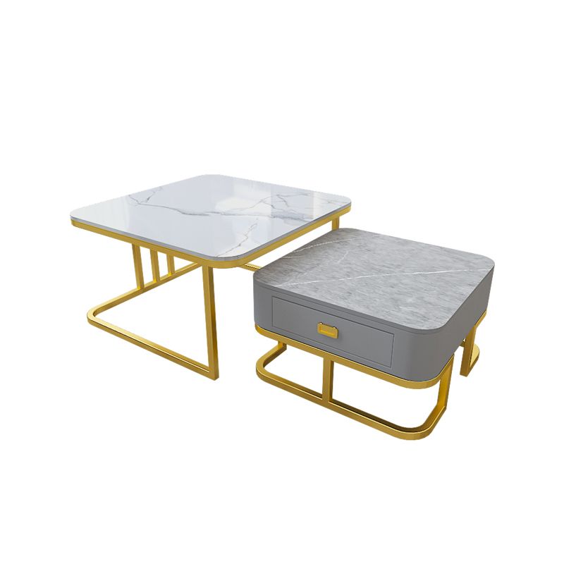 Round Slate/ Glass Coffee Table Frame 2 Nesting Cocktail Table with Storage Clearhalo 'Coffee & Accent Tables' 'Coffee Tables' 'coffee_tables' 'furn' 'furn_coffee_tables' 'Furniture' 'furniture_coffee_tables' 'Living Room Furniture' 1200x1200_0c7fbde6-fc9f-4c51-9f37-d19bd6c0f20e