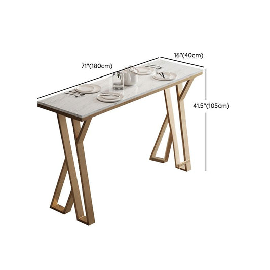 Rechthoek witte bistro tafel moderne pubtafel met gouden metalen basis