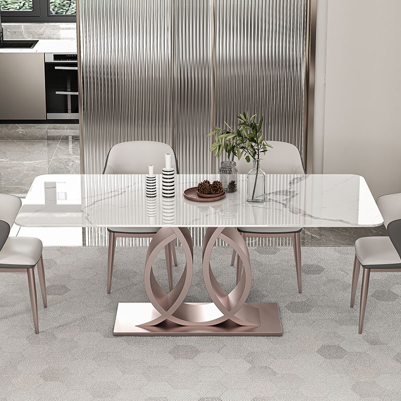 Nordic Glam Rectangle Sintered Stone Dining Table Set 1/4/5/6/7 Pieces Set Clearhalo 'Dining Room Sets' 'Dining Tables & Seating' 'dining_room_set' 'furn' 'furn_dining_room_set' 'Furniture' 'furniture_dining_room_set' 'Kitchen & Dining Furniture' 1200x1200_0c8350ff-468d-4625-bf07-ad97dd852c77