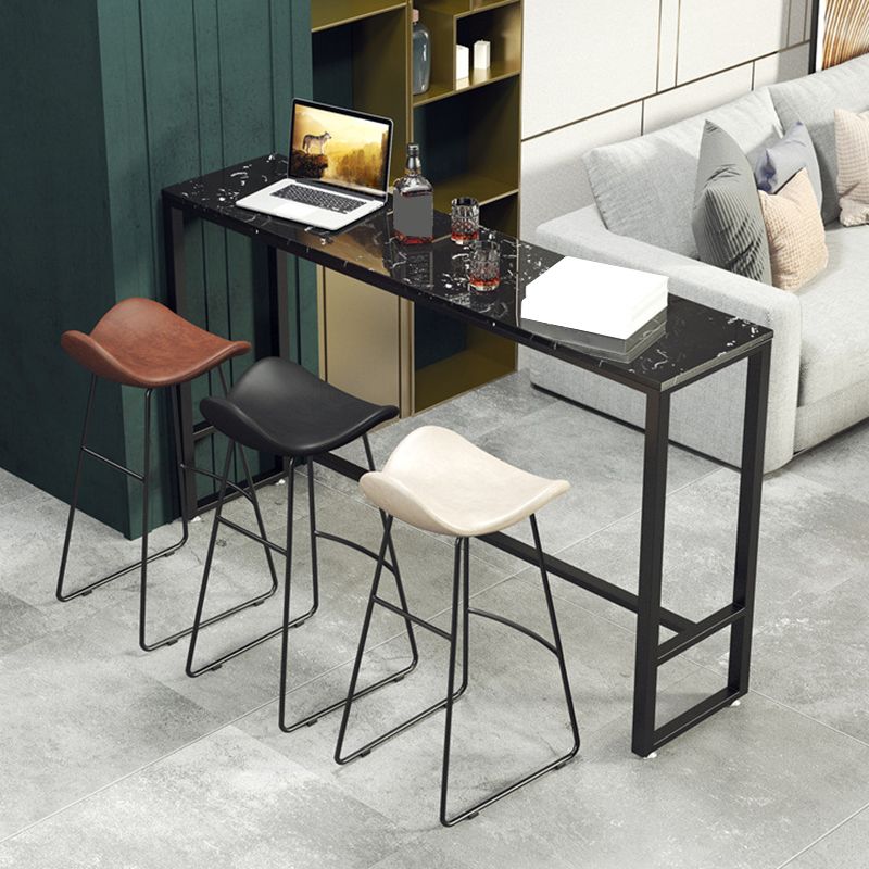 Mesa de bar industrial, altura de barra rectangular, mesa de pub con tapa de piedra para interiores