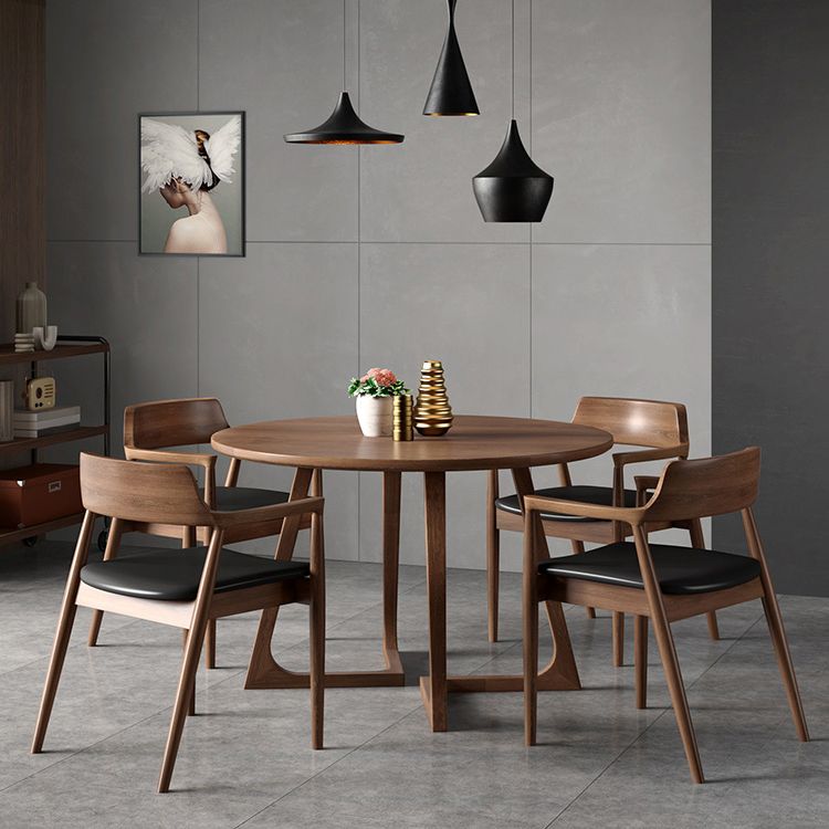 Modern Style Dinette Set 1/2/3/4/5 Pcs Round Solid Wood Dinette Table with Dining Chair Clearhalo 'Dining Room Sets' 'Dining Tables & Seating' 'dining_room_set' 'furn' 'furn_dining_room_set' 'Furniture' 'Kitchen & Dining Furniture' 1200x1200_0c899675-f53a-4554-927b-bfcb45714677