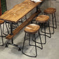 Industrial Armless Backless Counter Stool Iron Cafe Bar Stool with Wooden Seat and Pedal