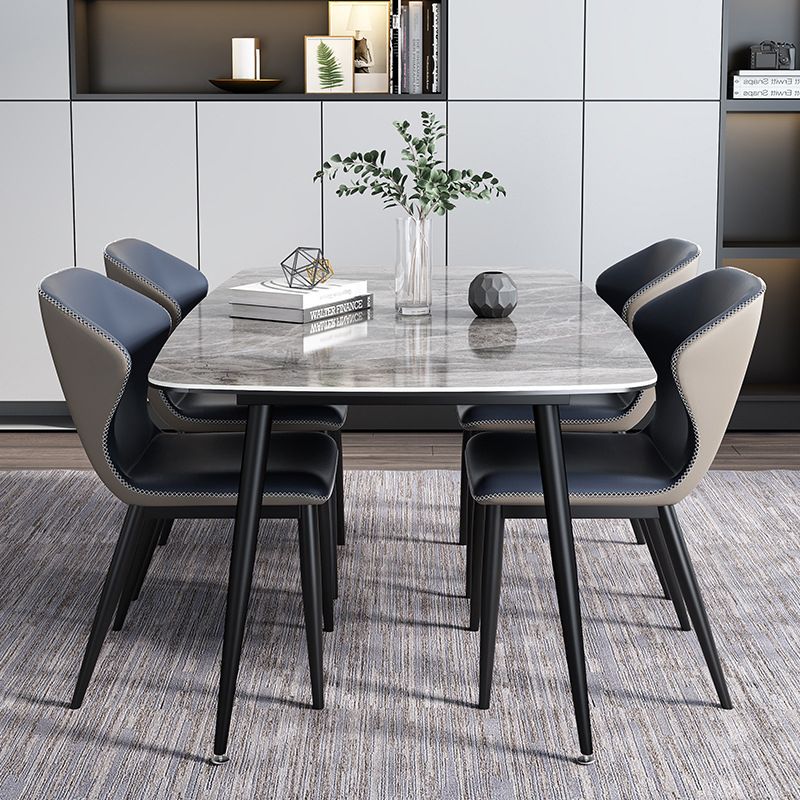 Modern Style Dining Room Set with Sintered Stone Dining Table and Upholstery Chairs Clearhalo 'Dining Room Sets' 'Dining Tables & Seating' 'dining_room_set' 'furn' 'furn_dining_room_set' 'Furniture' 'furniture_dining_room_set' 'Kitchen & Dining Furniture' 'kitchen&dining_furn' 'kitchen' 1200x1200_0c8c0117-9108-4ff2-a1d0-2b2f4ee3f3db
