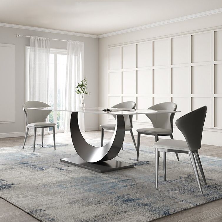 1/2/4/5/6/7/8 Pieces Dining Chair Set Sintered Stone Dining Room Set with Pedestal Base Clearhalo 'Dining Room Sets' 'Dining Tables & Seating' 'dining_room_set' 'furn' 'furn_dining_room_set' 'Furniture' 'furniture_dining_room_set' 'Kitchen & Dining Furniture' 1200x1200_0c8d4eac-443b-4619-8638-9edd23007de4