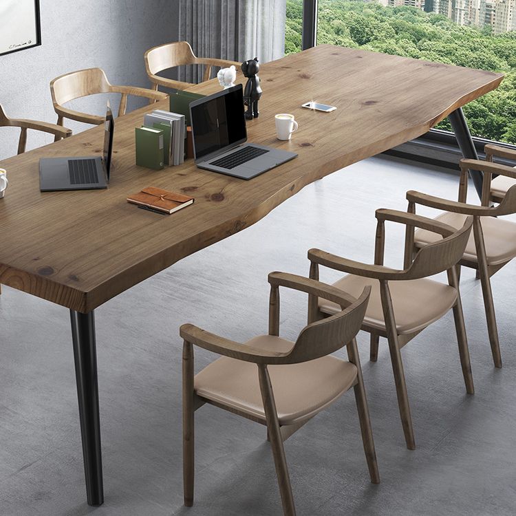 Rectangle 4 Legs Industrial Dining Table Solid Wood Fixed Dining Table Clearhalo ' dining_table' 'Dining Tables & Seating' 'Dining Tables' 'furn' 'furn_dining_table' 'Furniture' 'furniture_dining_table' 'Kitchen & Dining Furniture' 'kitchen&dining_furn' 'kitchen' 'kitchen_dining_table' 1200x1200_0c8dd7b1-8e33-4a82-b724-2f752f108142