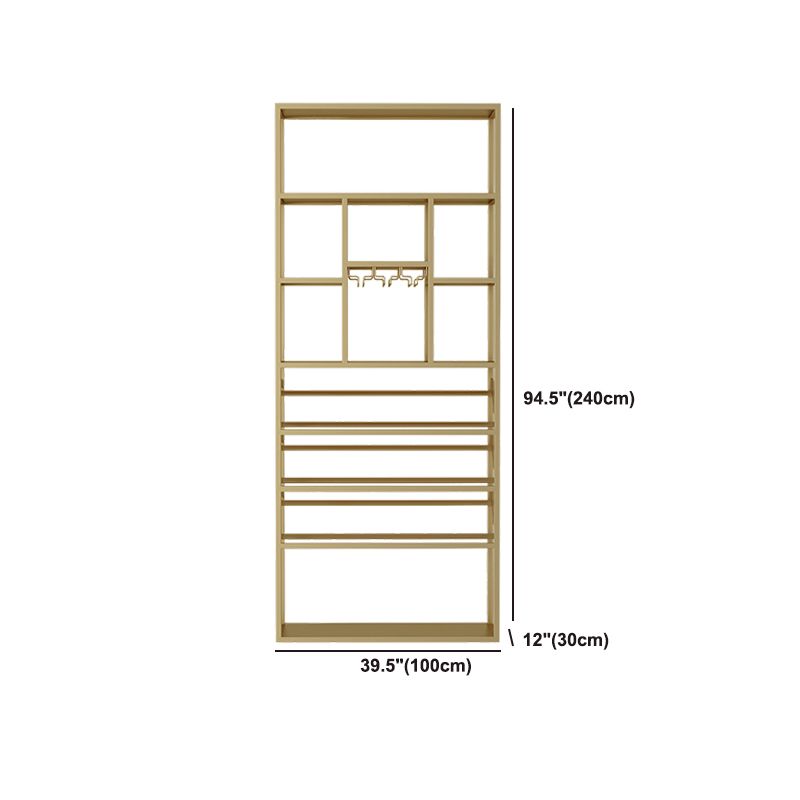Portabottiglie per vino per pavimenti in metallo e porta d'ingua glam di portabaglatura con scaffale