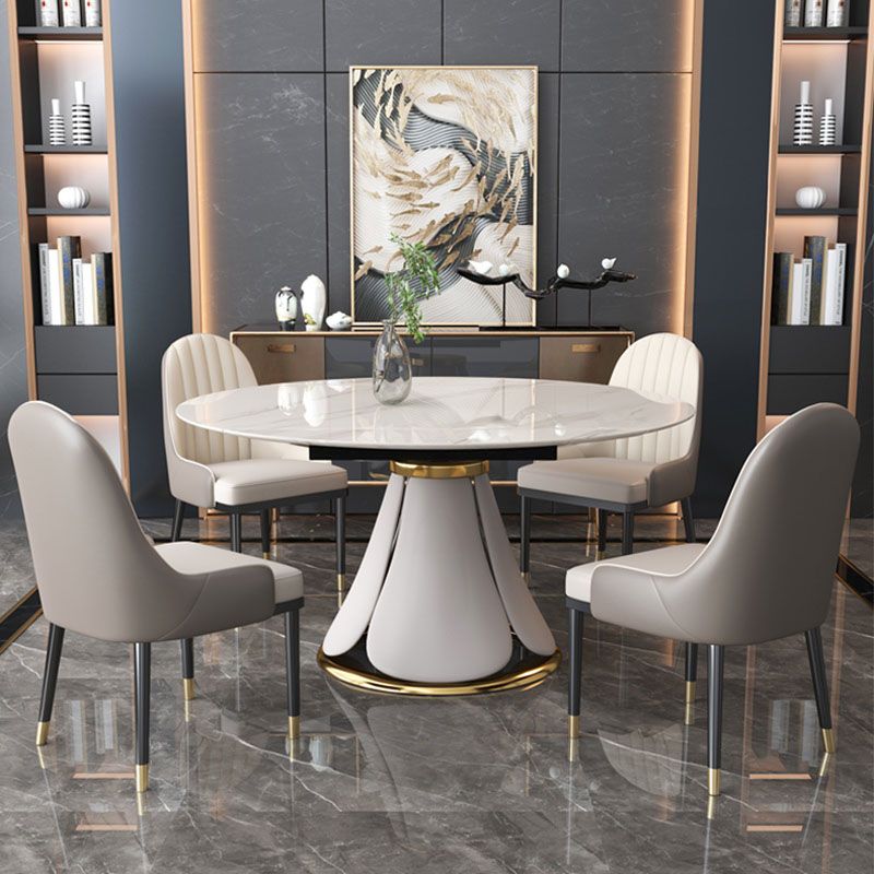 Glam Leather Dinette Set 1/2/5/7 Pieces Scalable Dining Table Set with Sintered Stone Top Clearhalo 'Dining Room Sets' 'Dining Tables & Seating' 'dining_room_set' 'furn' 'furn_dining_room_set' 'Furniture' 'furniture_dining_room_set' 'Kitchen & Dining Furniture' 1200x1200_0c8f57f5-6fa7-4ddc-9b2d-70c362f89baf