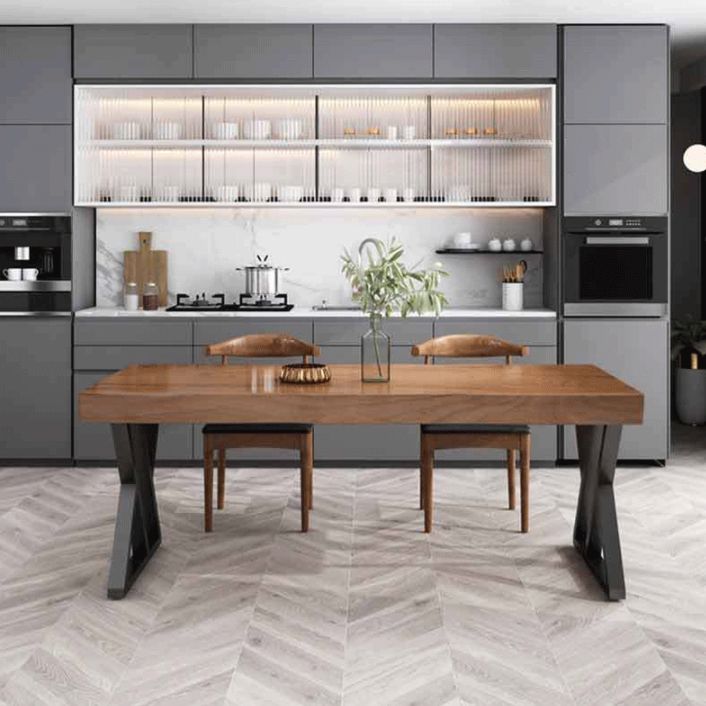 Industrial Massivholz Esstisch Set 1/3/5 Stück Essset für den Heimgebrauch