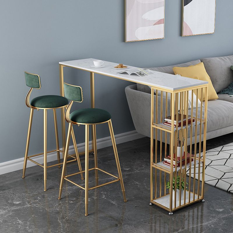 Glam Rectangle Faux Marble Pub Bar Table Double Pedestal Bar Dining Table with 3-Shelf Clearhalo 'Bar Furniture' 'Bar Tables' 'bar_tables' 'furn' 'furn_bar_tables' 'Furniture' 'furniture_bar_tables' 'Kitchen & Dining Furniture' 'kitchen&dining_furn' 'kitchen' 1200x1200_0c951d1f-fd3c-42ed-a23f-ef8513f176ae