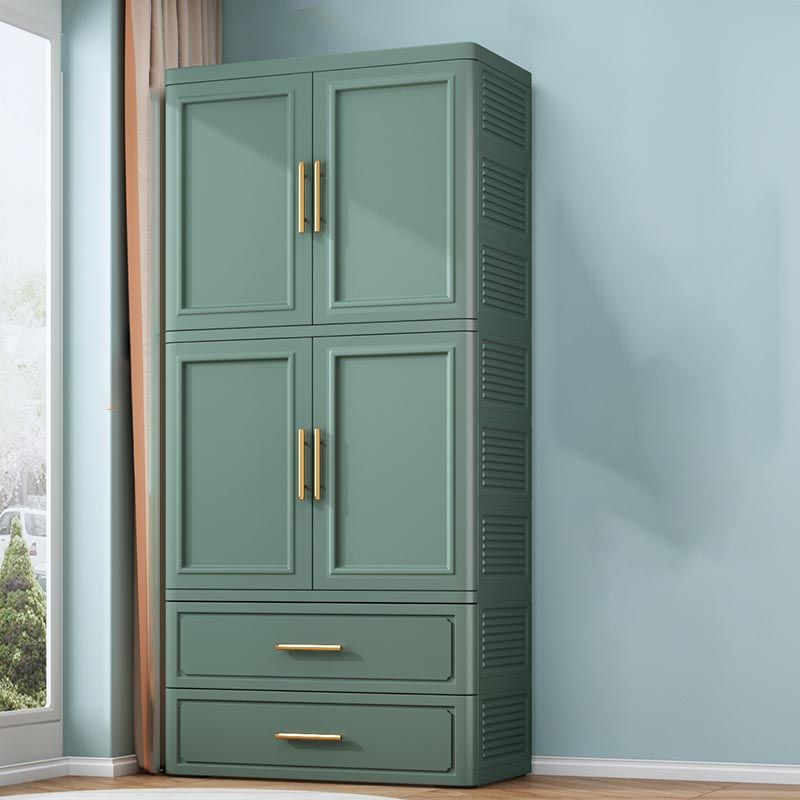 Contemporary 2-Door Wardrobe Armoire Plastic Storage Cabinet Clearhalo 'Armoires & Wardrobes' 'armoires_wardrobes' 'Bedroom Furniture' 'furn' 'furn_armoires_wardrobes' 'Furniture' 1200x1200_0c962405-3b91-4362-bfe5-7da4155ed145