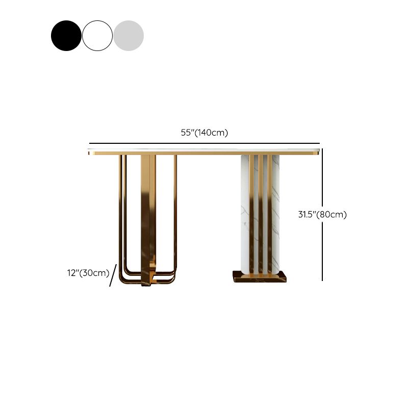 Hall Console Table Gold Glam Stone Accent Table with 1 Shelf  31.5" Tall