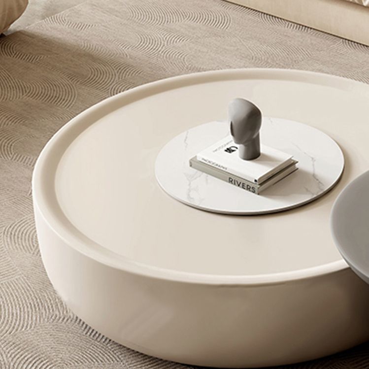 Set di tavolini contemporanei di tavolino con crema rotonda con cassetto