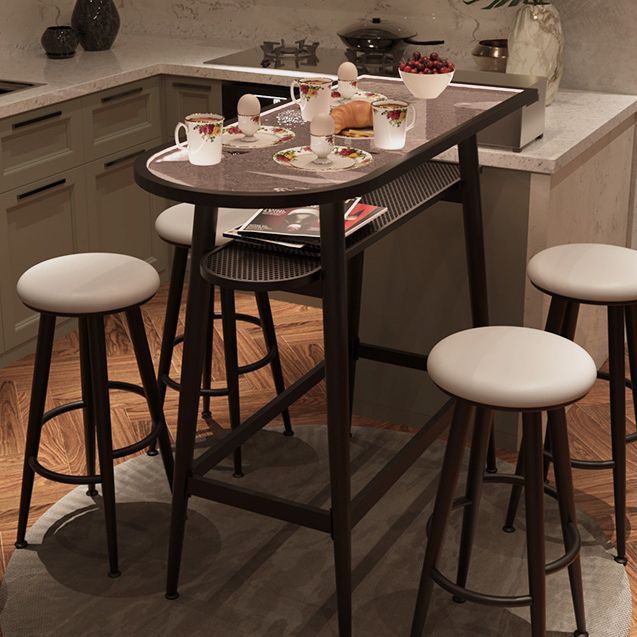 Tempered Glass & Marble Bar Table Specialty Table Top Legs Table -39.4" H Clearhalo 'Bar Furniture' 'Bar Tables' 'bar_tables' 'furn' 'furn_bar_tables' 'Furniture' 'furniture_bar_tables' 'Kitchen & Dining Furniture' 1200x1200_0c9de6c4-a1a1-49a3-b112-d19efb142525